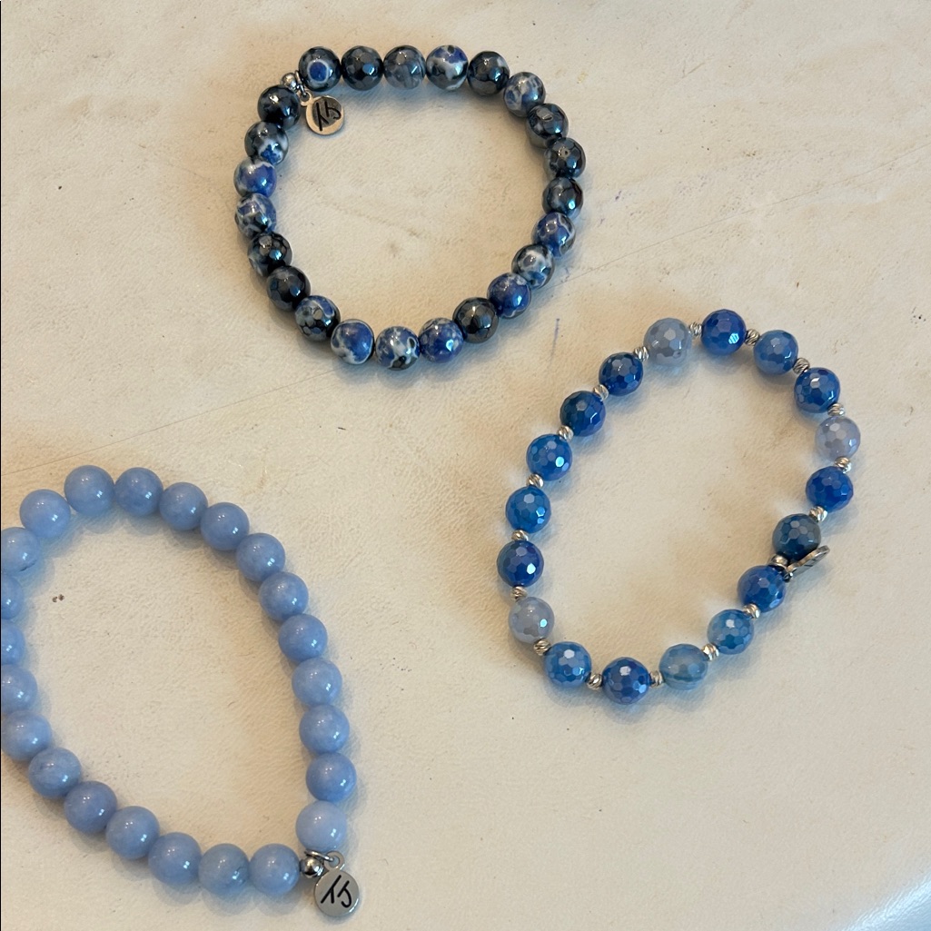 T Janelle Blue Beaded Bracelet Set Of 3